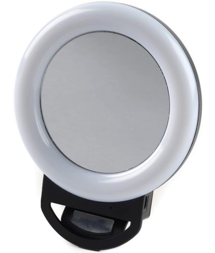 Світлодіодне LED селфі кільце Selfie Ring Light A4S 11.5 см акумуляторна RGB лампа із затискачем, кільцеве підсвічування з дзеркалом на телефон USB H8-1