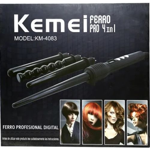 Конусная плойка Kemei KM-4083 4 в 1 для завивки волос, спиральный стайлер со сменными насадками мультистайлер с керамическим покрытием плойка-стайлер
