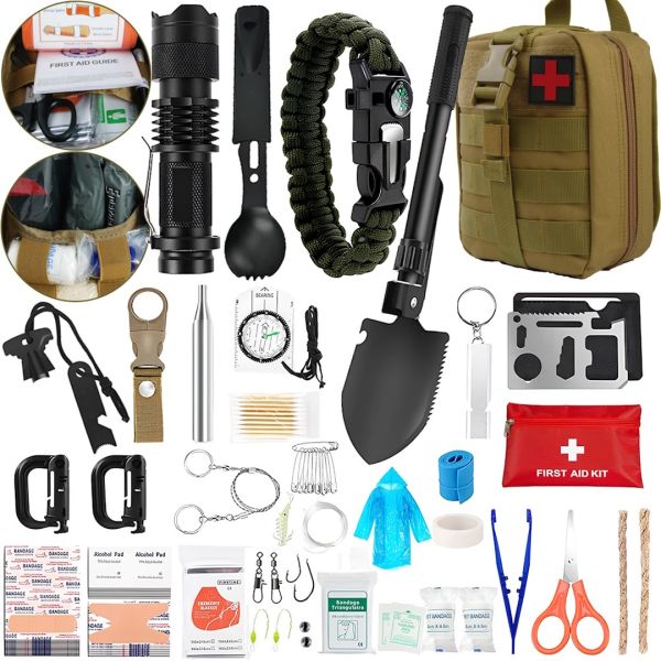 Туристичний набір для виживання Survival Kit 60 в 1 універсальний комплект інструментів підсумок, мультитул, аптечка для туристів і військових