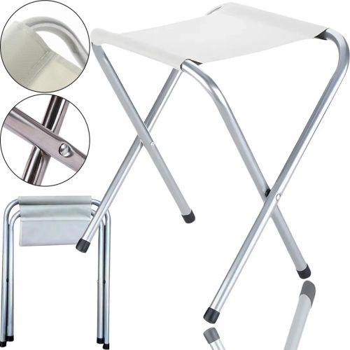 Туристический складной стул Stool Folding Table NA-16-2024 до 80 кг для кемпинга, Раскладная табуретка 30х34x35 см для рыбалки и пикника Белый