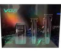 Набір для стрижки волосся VGR V-640 S3 3 в 1 акумуляторна машинка, тример і електробритва для окантовки бороди і вусів зі змінними насадками від USB