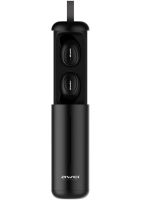 Бездротові Bluetooth навушники з кейсом Awei T5 Black вакуумні навушники-гарнітура з шумозаглушенням і мікрофоном блютуз в чохлі док-станція чорні