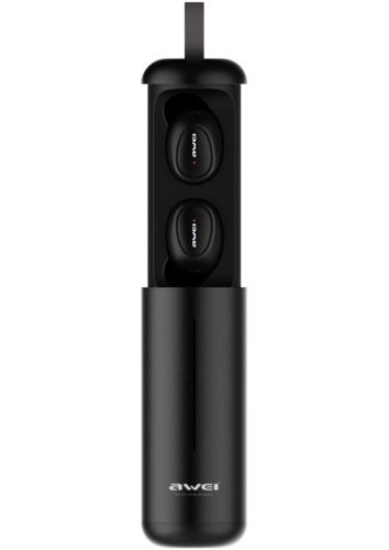 Бездротові Bluetooth навушники з кейсом Awei T5 Black вакуумні навушники-гарнітура з шумозаглушенням і мікрофоном блютуз в чохлі док-станція чорні