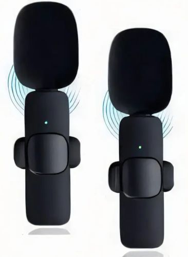 Петличный двойной микрофон K35 с AUX для смартфона с прищепкой на одежду, Петличка 2 микрофона с шумоподавлением для блогера 3,5 мм до 20м Черная