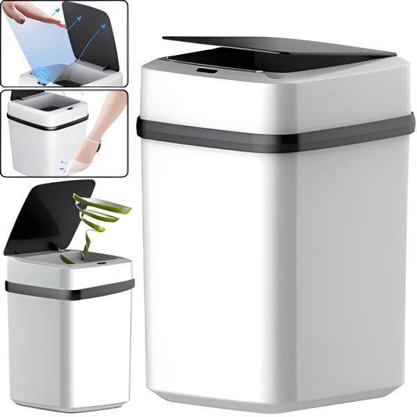 Розумне автоматичне відро для сміття на 10 л Sensor Trash Box JH - 68 з сенсорною кришкою для сміття, сенсорна кошик з розумним датчиком на батарейках