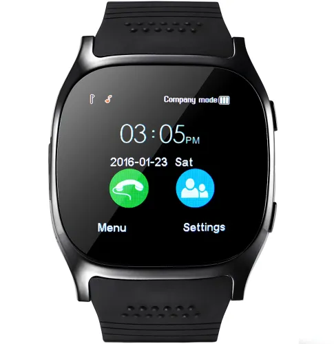 Наручний Смарт годинник Smart Watch T8 Black c камерою, диктофоном і фітнес трекером, акумуляторний розумний Bluetooth годинник з пульсоміром Чорні