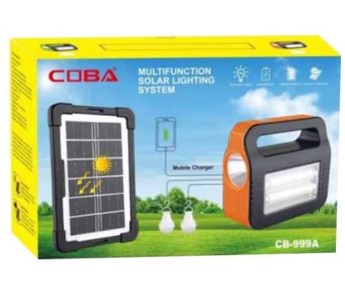 Автономная солнечная зарядная станция LED фонарь COBA CB-999A с 2 лампочками Power Bank, Прожектор и 2 лампочки с функцией повербанка Оранжевый