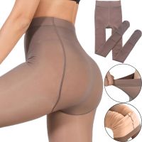 Универсальные утепленные колготки Nude&Sculpt TF-0221 100 Den с эффектом капроновых с завышенной высокой талией, женские колготы на меху Бежевые