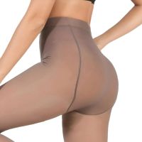 Универсальные утепленные колготки Nude&Sculpt TF-0221 100 Den с эффектом капроновых с завышенной высокой талией, женские колготы на меху Бежевые