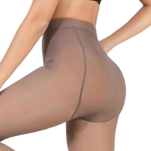 Универсальные утепленные колготки Nude&Sculpt TF-0221 100 Den с эффектом капроновых с завышенной высокой талией, женские колготы на меху Бежевые