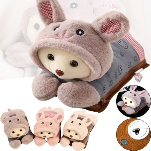М'яка іграшка Зайчик TaoBao подвійна водяна муфта з підігрівом для рук 500W, електрична грілка у формі зайчика для зігрівання рук від мережі 220V