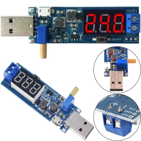 Універсальний понижуючий підвищуючий перетворювач USB WX - 6423 DC-DC 3.5-12V 1.2-24V Модуль перетворення напруги 3.5-12В 1.2 - 24В з вольтметром