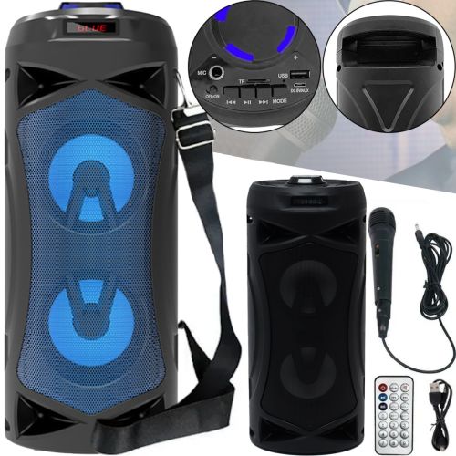 Беспроводная Bluetooth колонка динамик SoonBox S4403 с LED подсветкой 10W и микрофоном, Аккумуляторная блютуз акустика караоке USB SD FM AUX Черная