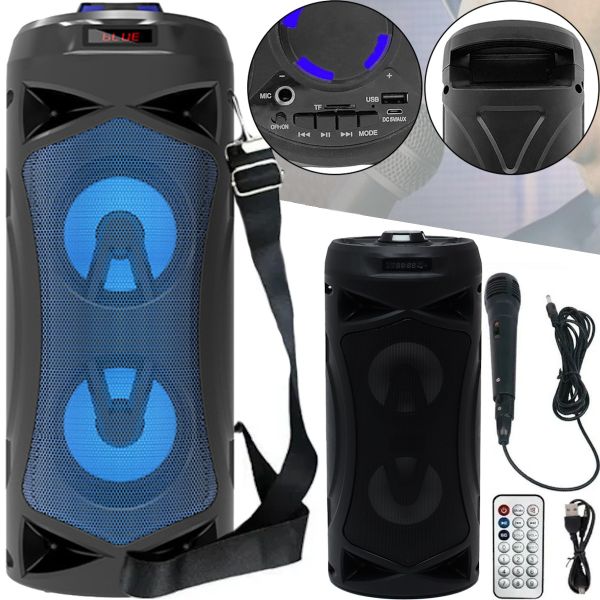 Бездротова Bluetooth колонка динамік SoonBox S4403 з LED підсвічуванням 10W і мікрофоном, акумуляторна блютуз акустика караоке USB SD FM AUX Чорна