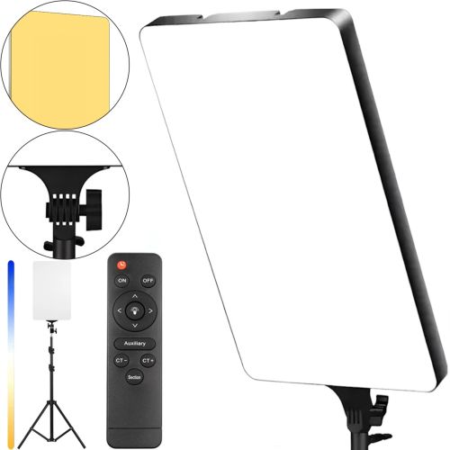 Светодиодная прямоугольная лампа Ring Light RL-24 100W LED прожектор 39x27см 3 режима свечения с пультом ДУ для студийной фото видео съемки от сети