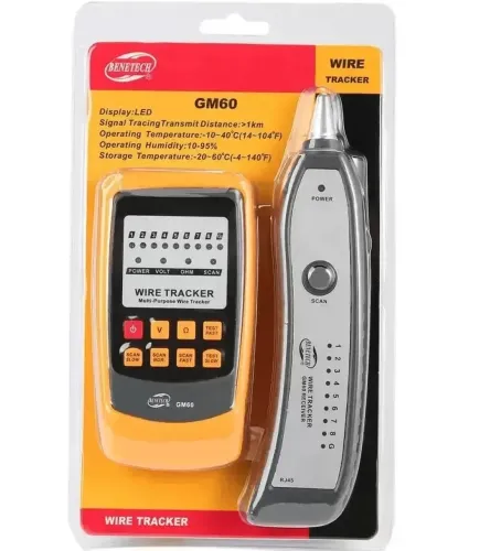 Багатофункціональний кабельний тестер Benetech GM60 мультиметр RJ-45 Ручний шукач проводів, розривів ланцюга діагностика кабелю на батарейках