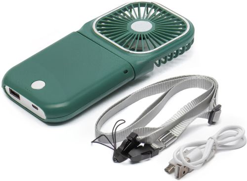 Портативный мини вентилятор Mini Fan F30 3 в 1 Powerbank карманный ручной мини-вентилятор с ремешком на шею, держателем и зарядкой для телефона USB