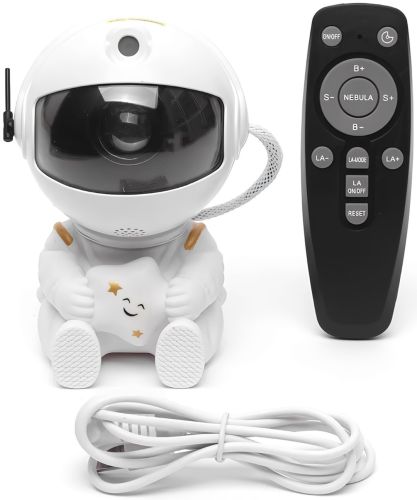 Сидячий лазерний нічник проектор Астронавт із зіркою Astro Star Mini HR-F3 Білий Міні світильник космонавт з проекцією зоряного неба і пультом