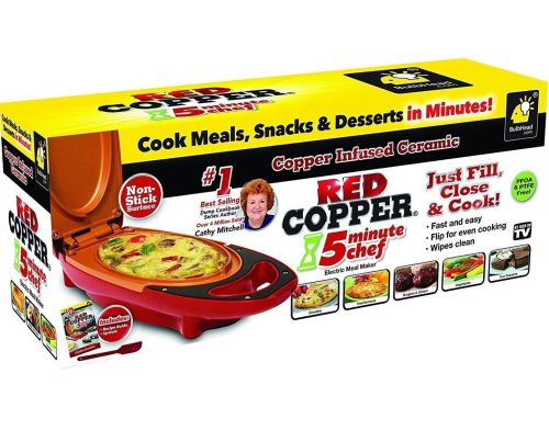 Двухсторонняя электросковорода для вторых блюд Red Copper 5 Minuts Chef 800W электрическая плита, скороварка, бутербродница с антипригарным покрытием