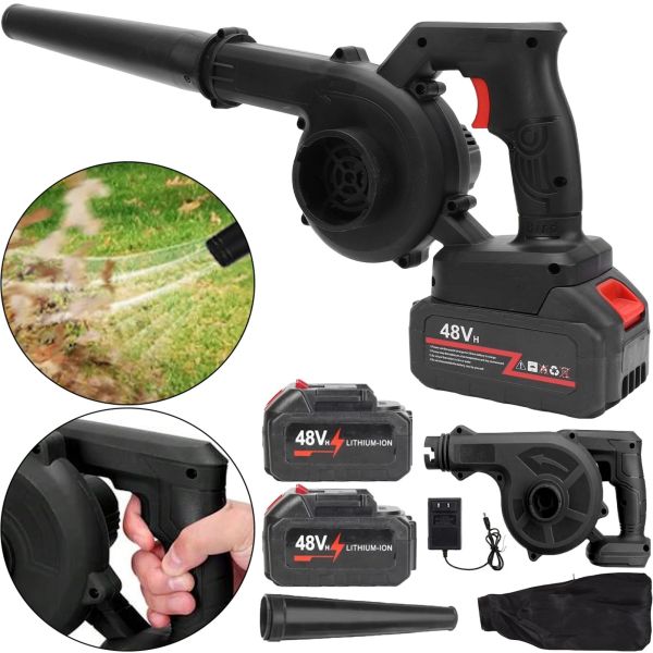 Акумуляторна повітродувка Blower MDHL CFJ001 48V 4Ah для прибирання листя, Бездротовий садовий пилосос дуйка 600W з мішком для пилу Чорний