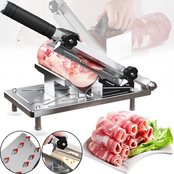Ручний кухонний верстат ломтерезка Food Slicer LY - 38 слайсер для нарізки м'ясних, ковбасних і сирних виробів, верстат різак YK114 для замороженого м'яса