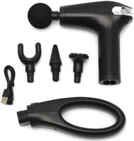 Ручной массажный пистолет Fascial Gun Pro HB-005 Black 4 насадки, беспроводной перкуссионный вибромассажер для всего тела на аккумуляторе Черный