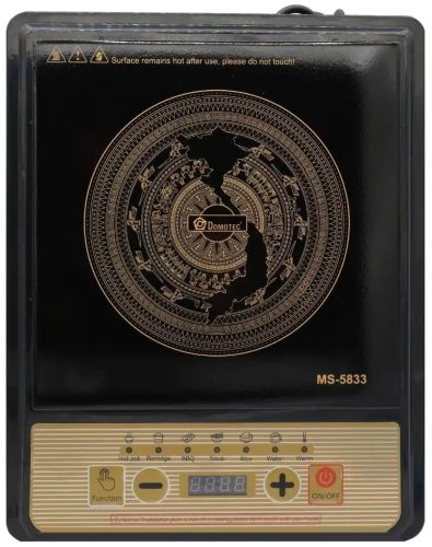 Індукційна сенсорна електроплита Domotec MS-5833 на 1 конфорку 2000W портативна настільна електрична плита з дисплеєм таймером MS5833 Чорна