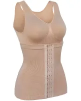 Жіноча коригувальна майка з корсетом Slim Comfy SC-1130 2 в 1 для корекції фігури, стягуюча білизна з поясом на гачках для жінок Бежеве