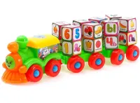 Детская Игрушка Паровоз 2366 A с кубиками буквами, Детский Паровозик с кубиками буквами 2366