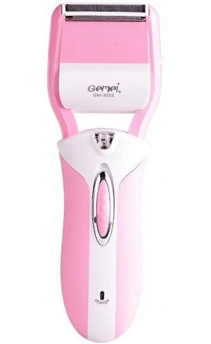 Бездротова електробритва Gemei GM-3052 Pro 3в1 з насадками пемза епілятор з подвійним лезом для зони бікіні та ніг, Жіноча бритва Gemmy Рожева