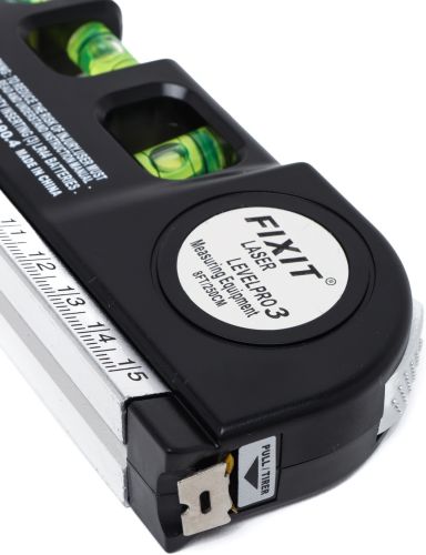 Лазерний рідинний рівень Fixit Laser Levelpro 3 будівельна лазерна лінійка 2,5 метра прилад нівелір з вбудованою рулеткою на батарейках