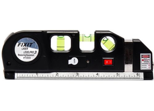 Лазерний рідинний рівень Fixit Laser Levelpro 3 будівельна лазерна лінійка 2,5 метра прилад нівелір з вбудованою рулеткою на батарейках