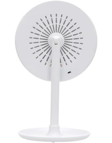 Кругле сенсорне дзеркало для макіяжу з вентилятором Beauty Breeze Mirror CM-062 настільне акумуляторне дзеркало з підсвічуванням і збільшенням біле