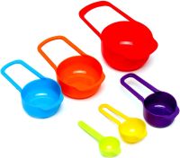 Набір мірних чашок і ложок Measuring Cup комплект 6 штук, пластикові різнокольорові ємності ваги для сухих і рідких інгредієнтів 250 мл