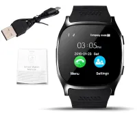 Наручний Смарт годинник Smart Watch T8 Black c камерою, диктофоном і фітнес трекером, акумуляторний розумний Bluetooth годинник з пульсоміром Чорні