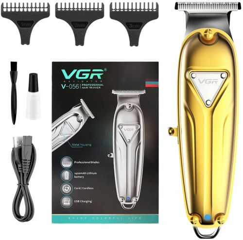 Акумуляторна машинка для стрижки волосся VGR V-056 бездротовий чоловічий тример для стрижки і окантовки бороди і вусів зі змінними насадками V056