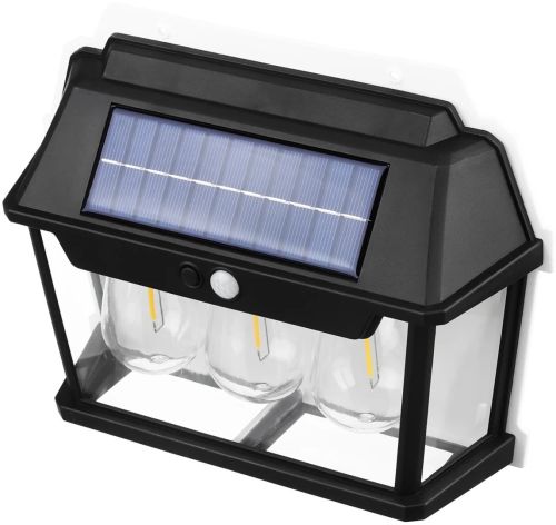 Вуличний настінний світильник Coba Solar Wall Lamp HW 999 - 3W акумуляторний підвісний ліхтар на сонячній батареї з датчиком руху 3 лампи 3 режими