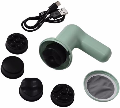 Антицелюлітний масажер Deep Massager YX-740 24W ручний акумуляторний вібромасажер, лімфодренажний пістолет для всього тіла 4 насадки від USB