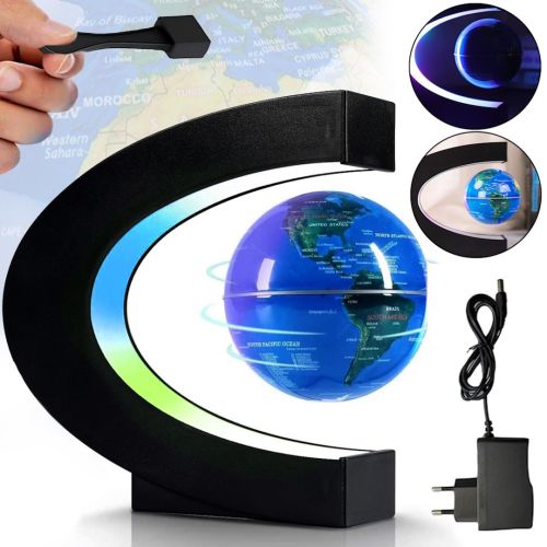 Нічник левітуючий глобус Magnetic Levitation Globe магнітний літаючий нічник Карта світу, світлодіодна LED лампа з RGB підсвічуванням від мережі 220В