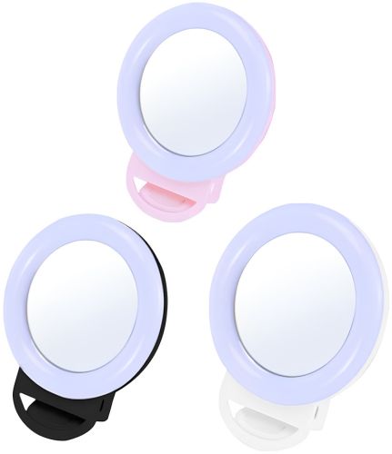 Світлодіодне LED селфі кільце Selfie Ring Light A4S 11.5 см акумуляторна RGB лампа із затискачем, кільцеве підсвічування з дзеркалом на телефон USB H8-1