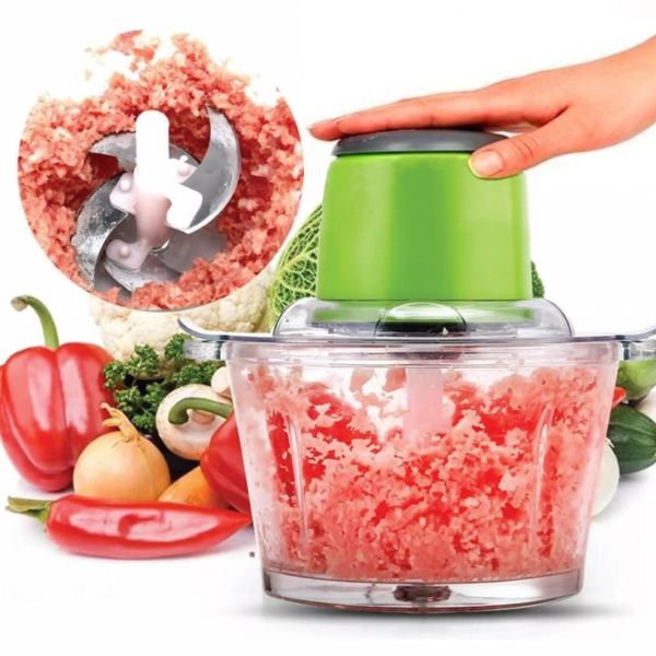 Електричний подрібнювач з двоярусним лезом Leomax блискавка Green ZS-8986 300W 6 в 1 універсальний кухонний блендер зелений подрібнювач-блендер