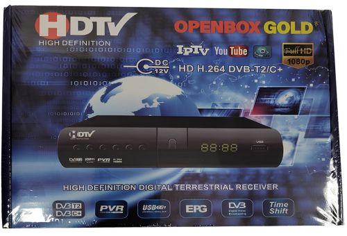 Цифровий ефірний тюнер Openbox Gold 11077 DVB-T2 приставка для телевізора з дисплеєм, ТВ ресивер EL - 009 C роз'ємом під WiFi і пультом IPTV, HDMI H. 264
