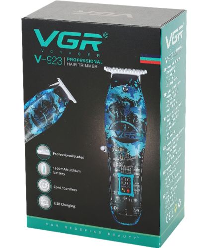 Акумуляторна машинка для стрижки волосся VGR V-923 чоловіча професійна машинка для окантовки бороди і вусів з функцією тримера і 3 насадками USB