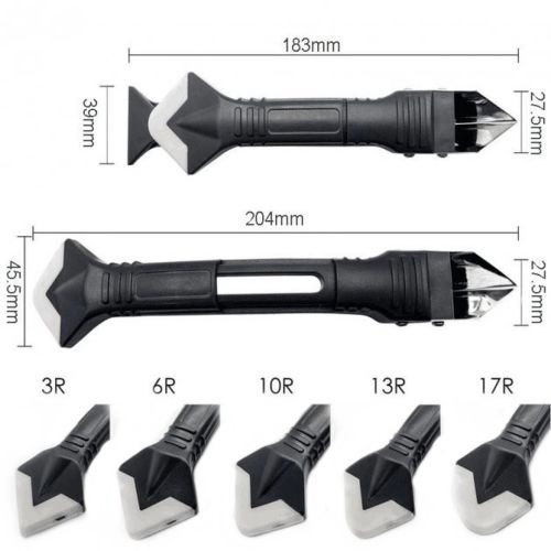 Пластиковый силиконовый шпатель скребок для герметика и силикона Silicon Trowel Scraper GS-3991P, Набор из 5 насадок для удаления заделки швов
