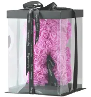 Маленький мишка из искусственных 3D роз Teddy Bear de Luxe 25 см Pink, Светло розовый медведь Тедди