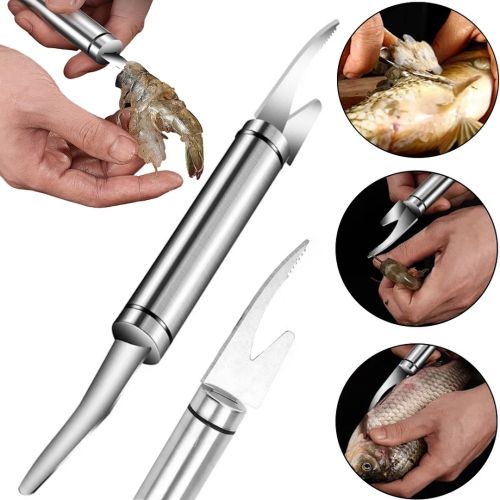 Ручная рыбочистка Shrimp Stripper f-500 5 в 1 кухонный двухсторонний нож для чистки и резки креветок, скребок для чешуи рыбы из нержавеющей стали