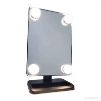 Настольное косметическое зеркало Cosmetie mirror 360 Rotation Angel с LED подсветкой для макияжа, Компактное прямоугольное сенсорное зеркало Черное