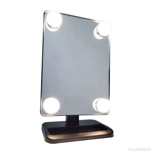 Настольное косметическое зеркало Cosmetie mirror 360 Rotation Angel с LED подсветкой для макияжа, Компактное прямоугольное сенсорное зеркало Черное