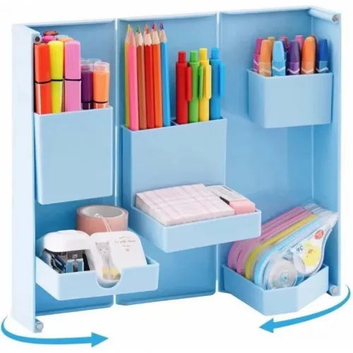 Настільний складаний органайзер Folding Storage Box FB - 1990 для канцелярського приладдя, підставка кейс для канцелярії і дрібниць на 6 відділень
