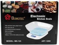 Кухонні електронні ваги Domotec MS-125 Сині до 7 кг кулінарні ваги з чашею і підсвічуванням для зважування на батарейках Домотек MX-403